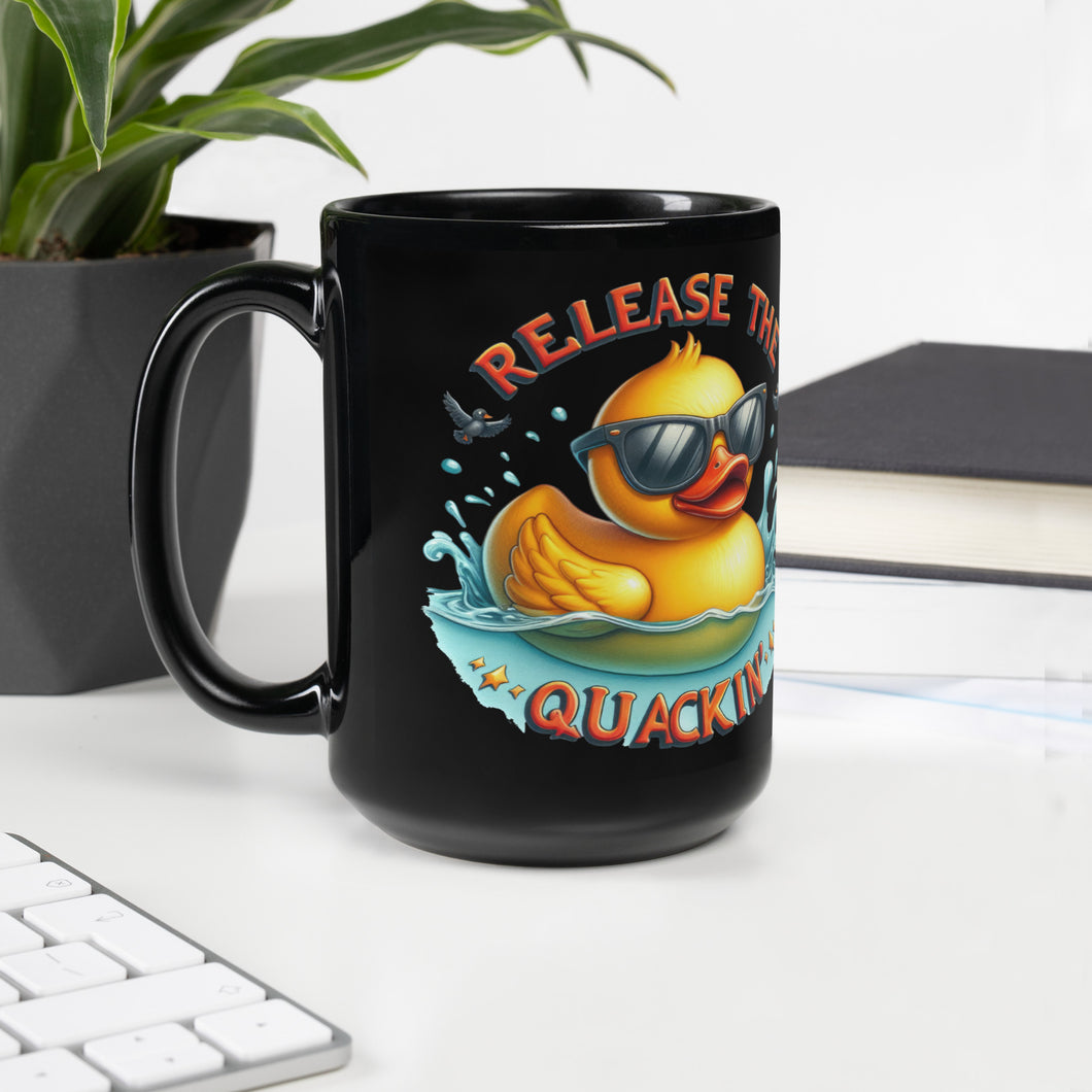 Release the Quackin Black Glossy Mug