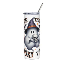 Load image into Gallery viewer, Thick Thighs and Spooky Vibes stainless steel tumbler
