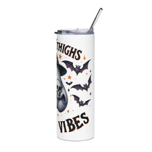 Load image into Gallery viewer, Thick Thighs and Spooky Vibes stainless steel tumbler
